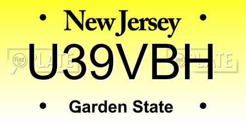 U39VBH New Jersey License Plate