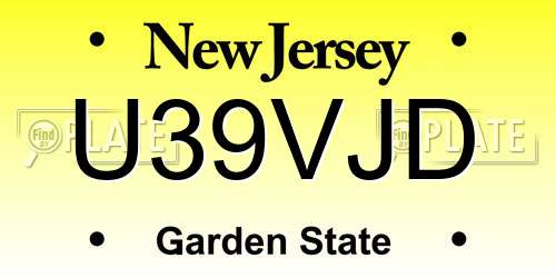 U39VJD New Jersey License Plate