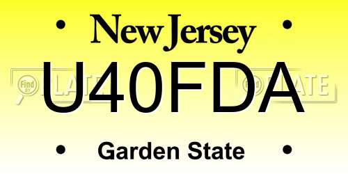 U40FDA New Jersey License Plate