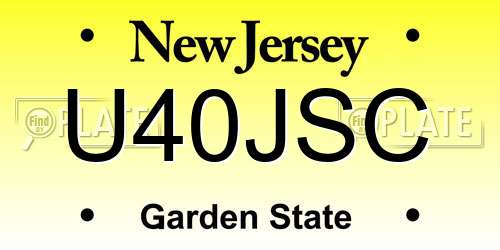 U40JSC New Jersey License Plate