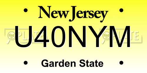 U40NYM New Jersey License Plate