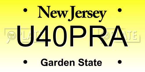 U40PRA New Jersey License Plate