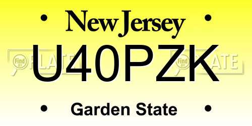 U40PZK New Jersey License Plate