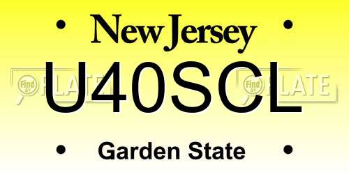 U40SCL New Jersey License Plate
