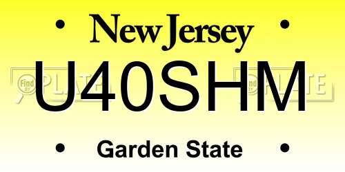 U40SHM New Jersey License Plate