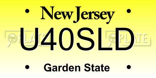 U40SLD New Jersey License Plate