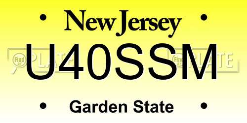 U40SSM New Jersey License Plate