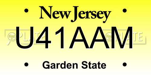 U41AAM New Jersey License Plate
