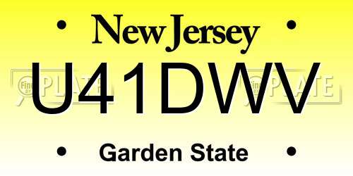 U41DWV New Jersey License Plate