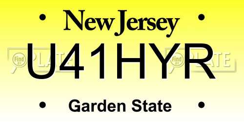 U41HYR New Jersey License Plate