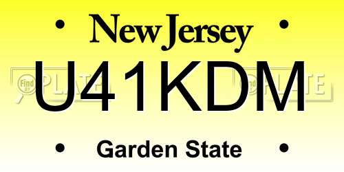 U41KDM New Jersey License Plate