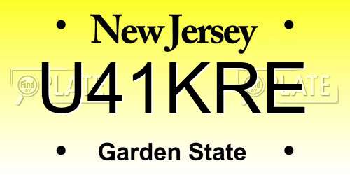 U41KRE New Jersey License Plate