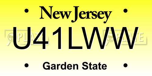 U41LWW New Jersey License Plate
