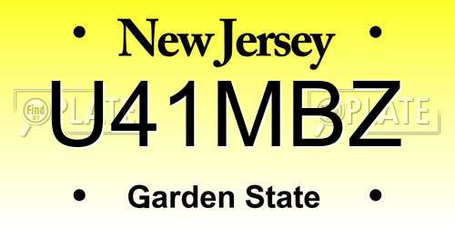 U41MBZ New Jersey License Plate