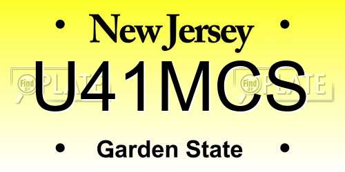 U41MCS New Jersey License Plate