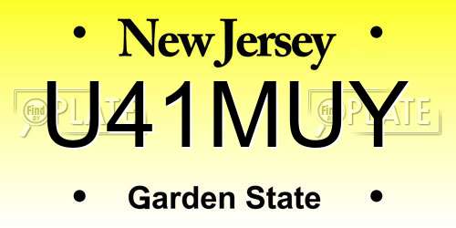 U41MUY New Jersey License Plate