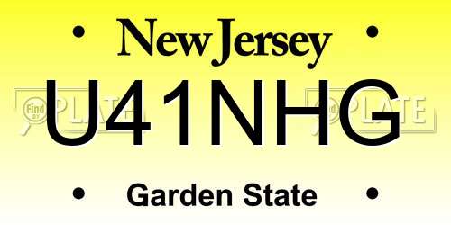 U41NHG New Jersey License Plate