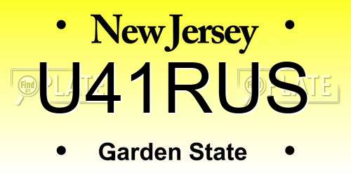 U41RUS New Jersey License Plate