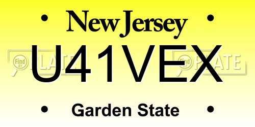 U41VEX New Jersey License Plate