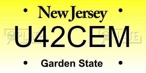 U42CEM New Jersey License Plate