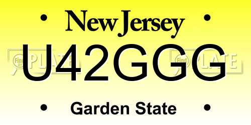 U42GGG New Jersey License Plate