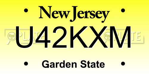 U42KXM New Jersey License Plate