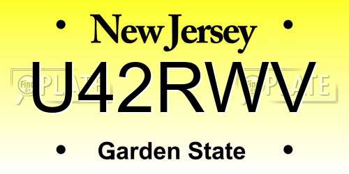 U42RWV New Jersey License Plate
