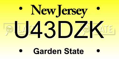 U43DZK New Jersey License Plate