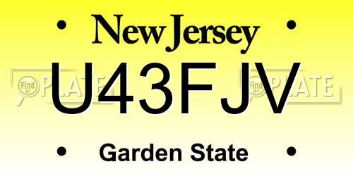 U43FJV New Jersey License Plate