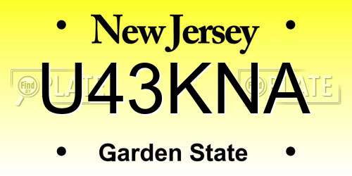 U43KNA New Jersey License Plate