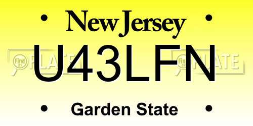 U43LFN New Jersey License Plate