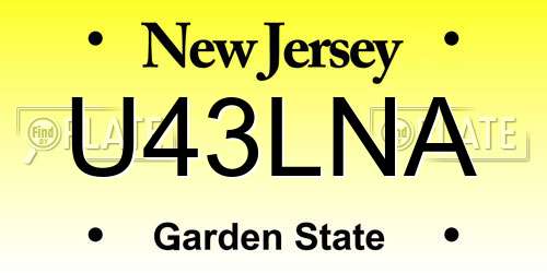 U43LNA New Jersey License Plate