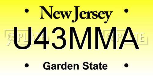 U43MMA New Jersey License Plate