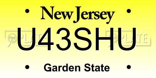 U43SHU New Jersey License Plate