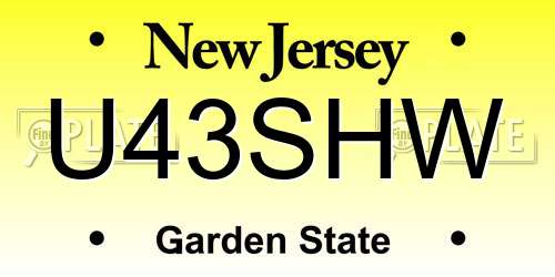 U43SHW New Jersey License Plate