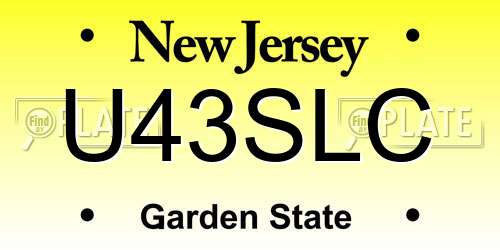 U43SLC New Jersey License Plate