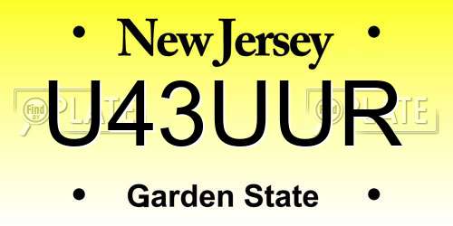 U43UUR New Jersey License Plate