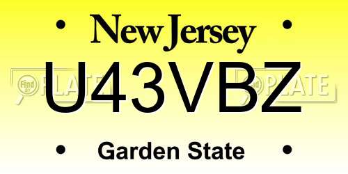 U43VBZ New Jersey License Plate