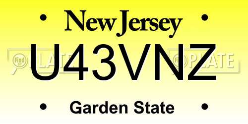U43VNZ New Jersey License Plate