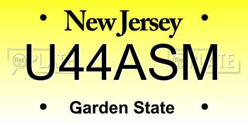 U44ASM New Jersey License Plate