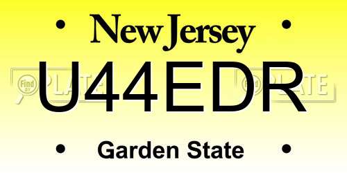 U44EDR New Jersey License Plate