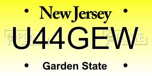 U44GEW New Jersey License Plate