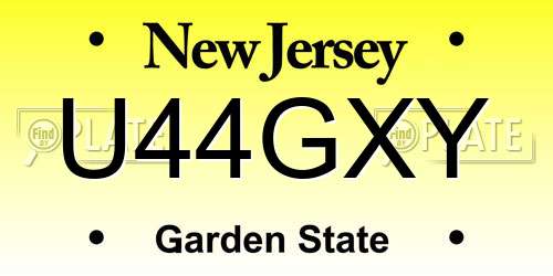 U44GXY New Jersey License Plate