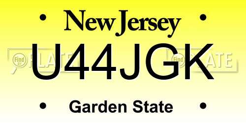 U44JGK New Jersey License Plate