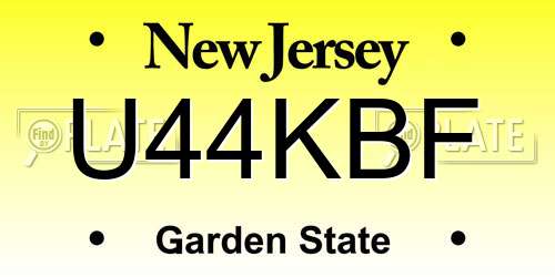U44KBF New Jersey License Plate