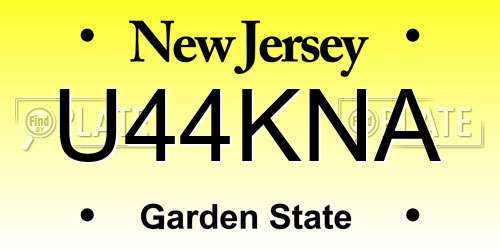 U44KNA New Jersey License Plate