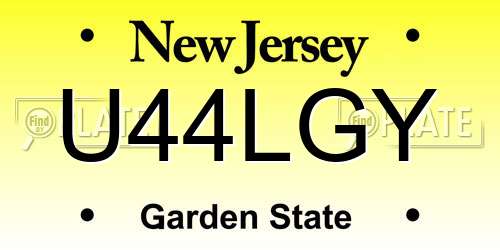 U44LGY New Jersey License Plate