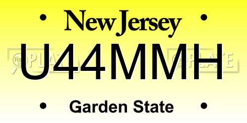 U44MMH New Jersey License Plate