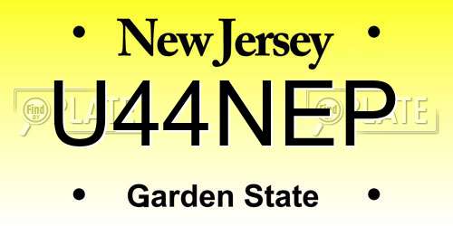 U44NEP New Jersey License Plate