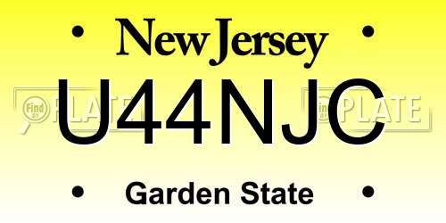 U44NJC New Jersey License Plate